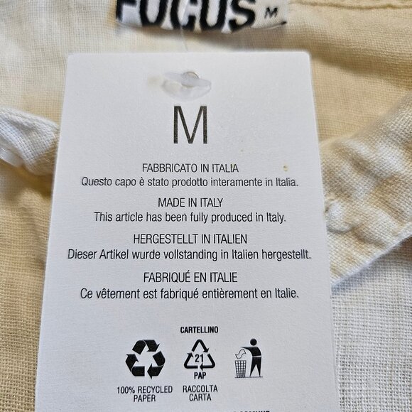 Focus Woman 100% Linen Cream Button Up Boyfriend Shirt Size M - Picture 8 of 10